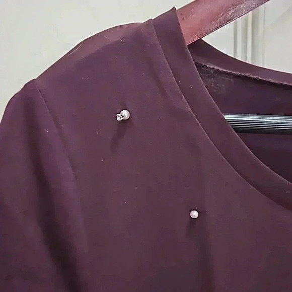 Ann Taylor Wine Romantic Goth Coquette Girl Pearl Embellished Feminine Sz Med - Picture 5 of 8